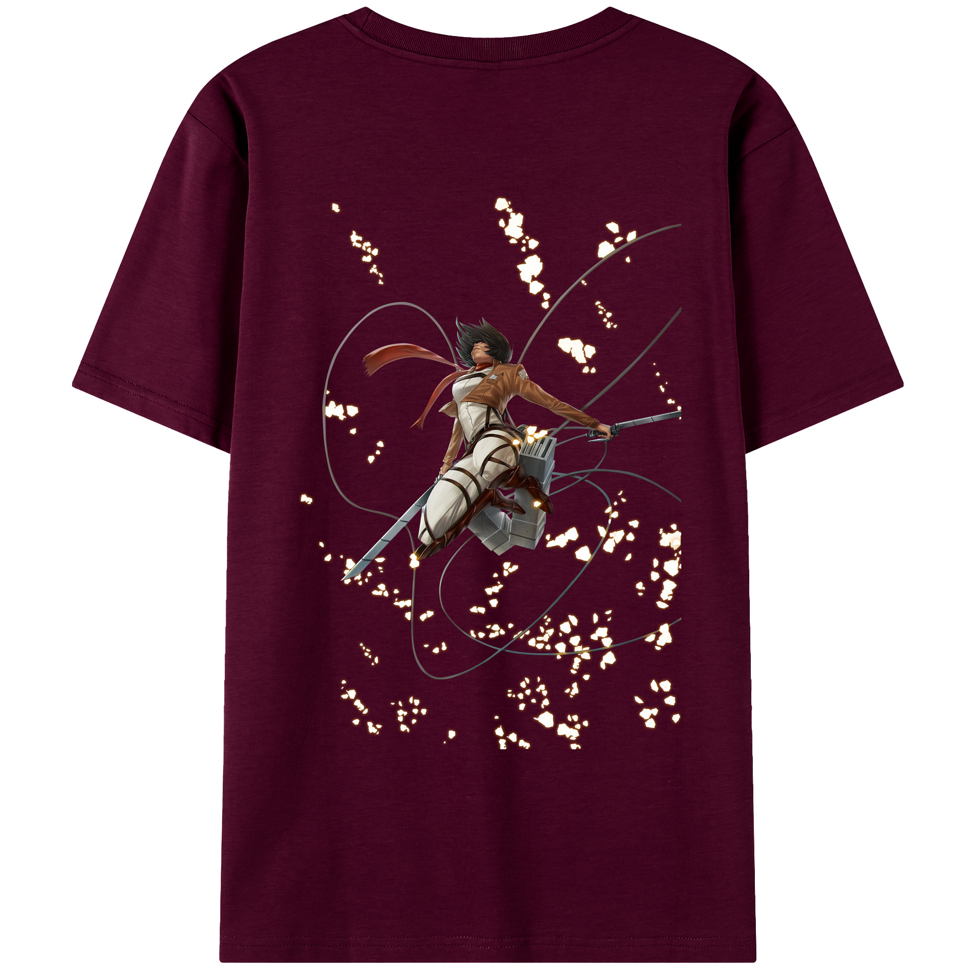 （画像用） 進撃の巨人 ミカサ·アッカーマン Attack on Titan Mikasa Ackerman レディース半袖Tシャツ(バックプリント)